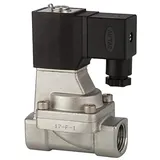 Riegler 2/2-Wege-Magnetventil, Edelstahl, NC, vorgesteuert, 24 V DC, G 1, PN 0,5-10 bar,