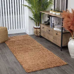 Hochflor-Läufer SURYA "BORACAY", orange (terra), B:80cm H:37mm L:220cm, Kunstfaser, Teppiche