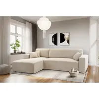 Ecksofa PULA Schlafsofa mit Bettkasten 279x187cm CORD (Beige) - LINKS - Beige