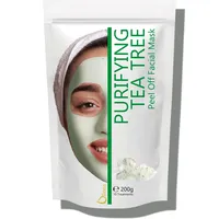 Alginate Peel-Off Feuchtigkeitspuder Maske, Mitesserentferner Gesichtsmaske Vegan, kein Abwaschen, Peeling und Porenreinigung 200 g + freie Dosis (Anti Akne Teebaum Maske)