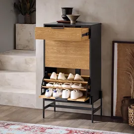 SoBuy Schuhkipper 64 x 115 x 40 cm schwarz / schwarz