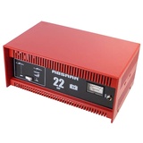 Absaar 635622 77917 Batterieladegerät Auto Ladegerät 22A 12V mit Starthilfefunktion, für 30 Ah - 225 Ah Batterien, rot/schwarz
