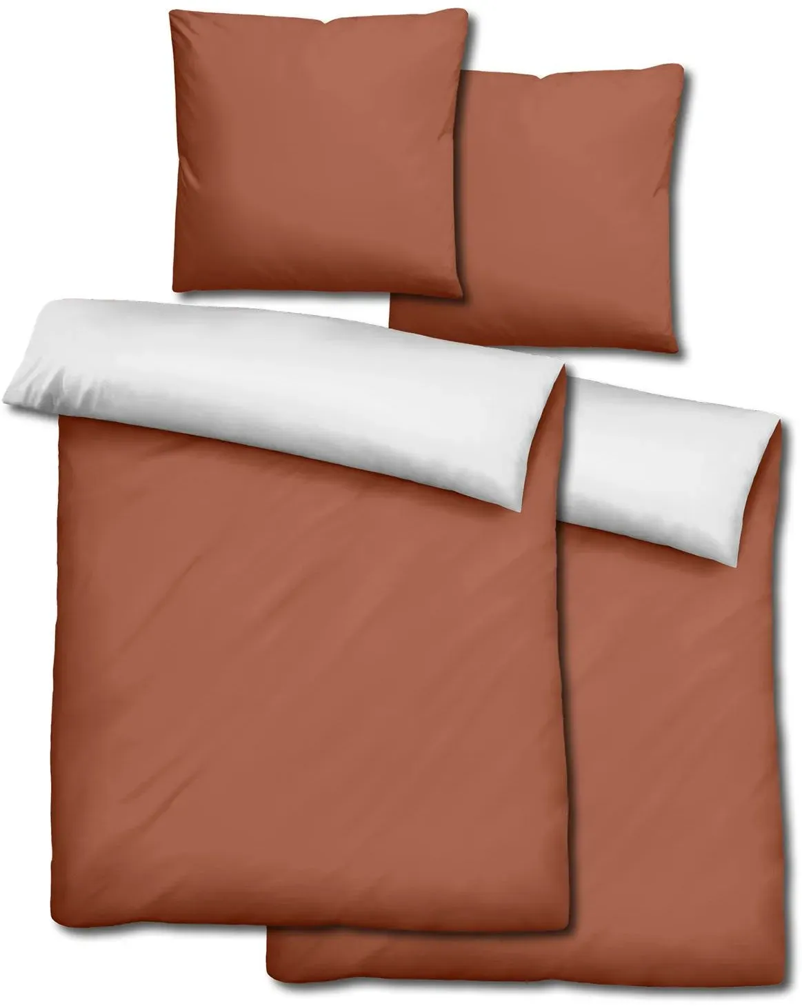 Doppelpack  Sleezzz® Renforcé Wendebettwäsche braun/weiß 135 x 200 + 80 x 80 cm