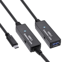 InLine USB 3.2 Gen.1 Aktiv-Verlängerung, USB-C Stecker an USB-A Buchse, 10m
