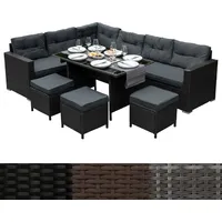 MonsterShop Sitzgruppe Lounge Gartenmöbel Sitzecke Rattan Polyrattan Gartengarnitur Schwarz