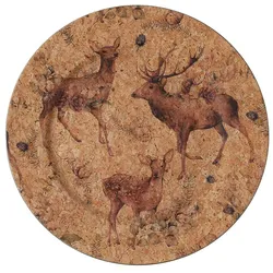 Dekoteller 33cm Kunststoff Waldtiere Motiv - Braun