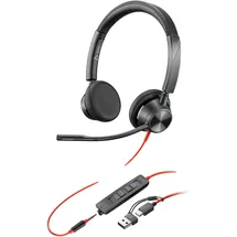 HP Poly Blackwire 3325 - 3.5mm Plug - USB-C/A Adapter kabelgebunden USB-C Microsoft Teams, Office Headset, Schwarz
