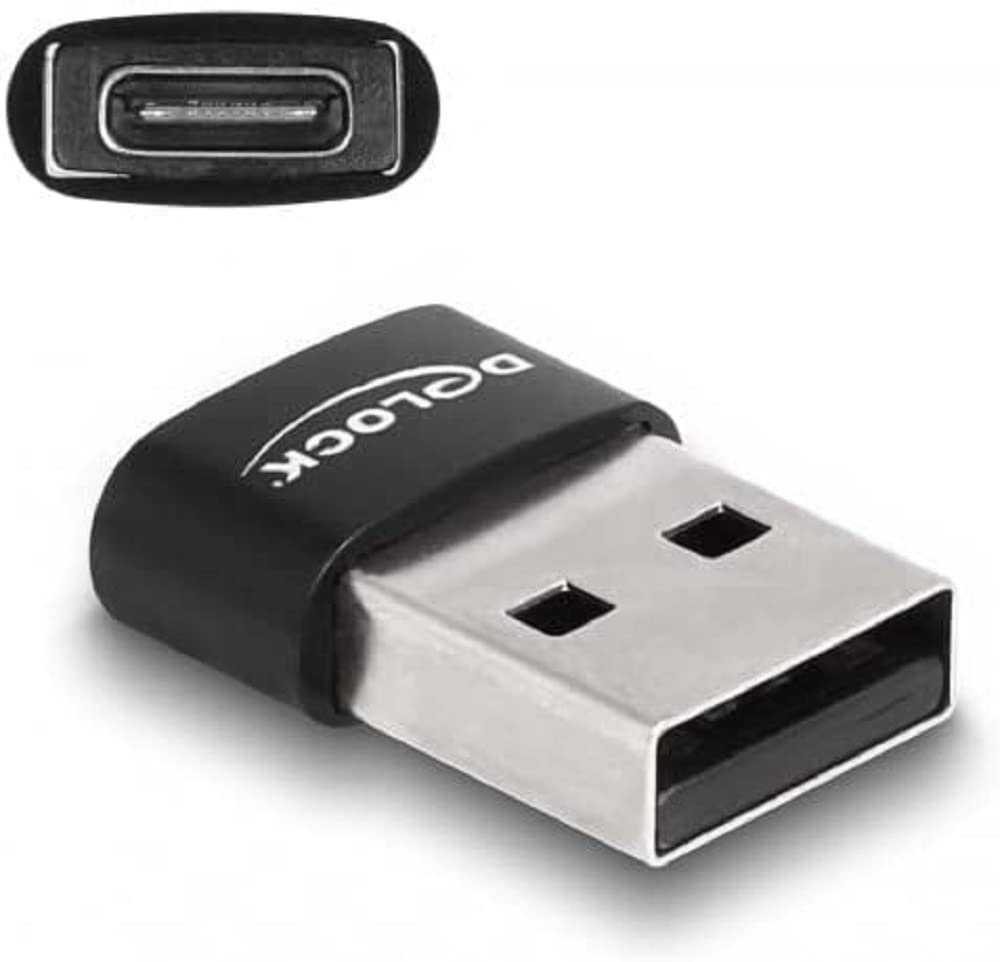 Delock USB 2.0 Adapter USB Typ-A Stecker zu USB Type-C Buchse schwarz