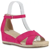 VAN HILL Keilsandaletten in Fuchsia Velours