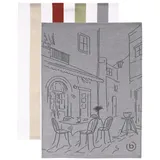 bugatti Geschirrtuch 2er Pack Küchentuch Caprese, (Packung, 2-tlg), Küchentuch mit Streifen-Muster, hochwertiges Jacquard-Material grau