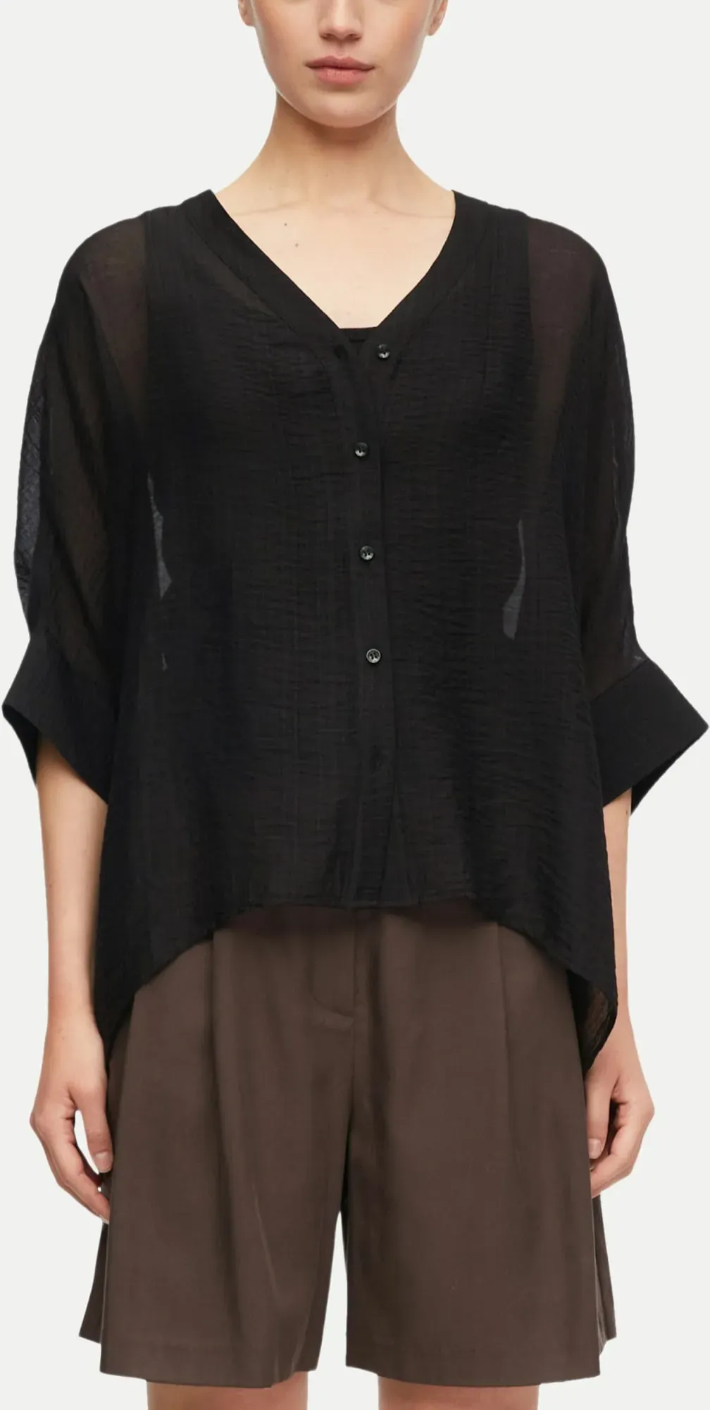 Oversized- Bluse aus Viskosechiffon Schwarz S