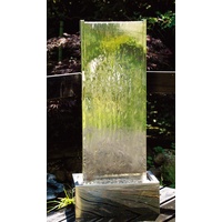 Köhko Springbrunnen Muro S Höhe ca. 95 cm mit LED-Beleuchtung aus Edelstahl Wasserwand Wasserspiel für Garten Terrasse