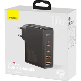 Baseus GaN2 Pro Quick Charger (100 W), USB + 2x USB-C 100W EU Schwarz
