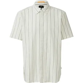 QS Regular Fit: Gestreiftes Hemd aus Leinenmix - weiß - XL