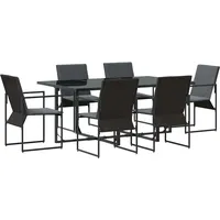 VidaXL Garten Essgruppe 7 pcs Schwarz Stahl