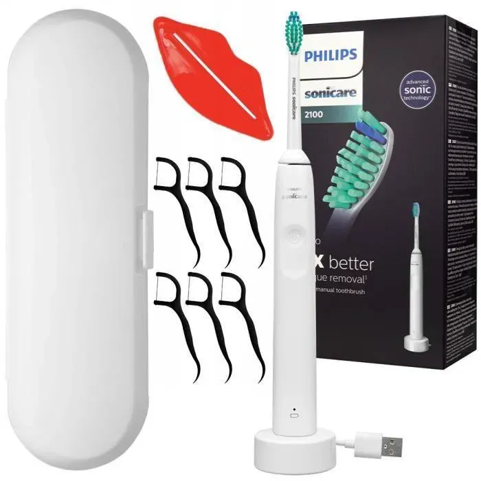 PHILIPS Sonicare 2100 elektrisches Gerät HX3651/13, grau, Schall und Zubehör