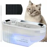 Katzen-hunde-trinkbrunnen Aus Edelstahl, 2,5 L, Leiser Katzen-trinkbrunnen, Automatischer Katzen-wasserspender Mit 8 Aktivkohlefiltern, Edelstahl-tablett, Led-nachtlicht