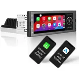 Single Din Android Autoradio, 6,9-Zoll Android Auto Radio mit Wireless CarPlay, 2G+32G Touchscreen Bildschirm Radio Navi DSP WiFi FM/AM SWC DSP, 1-Din Autoradio Bluetooth Car Stereo Audio