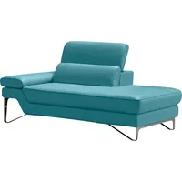 Ottomane EGOITALIANO "Princess, elegantes Designsofa mit erstklassigem Sitzkomfort", blau (türkis), B:177cm H:95cm T:108cm, Leder CAREZZA (echtes Rindsleder) ist ein Naturleder, dass die ursprünglichen Eigenschaften der Haut nicht verändert. Das Vorhandensein von verheilten Narben, Körnungsunterschiede, Falten, Adern, Unterschiede in den Farbtönen und andere Spuren, die die Natur auf diesen Fellen hinterlassen hat, sind ein Beweis für die absolute Echtheit und das Zeugnis ihres großen Wertes., Sofas, Ottomane, inkl. verstellbarem Kopfteil und edle Designmetallfüße