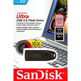 SanDisk Ultra USB 3.0 Flash-Laufwerk 256 GB (SecureAccess Software, Passwortschutz, Übertragungsgeschwindigkeit von bis zu 130 MB/s) Schwarz