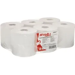 WypAll Papierwischtücher für Lebensmittel & Hygiene, 6 Rollen x 630 Wischtücher, 1-lagig, weiß