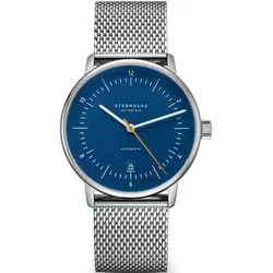 STERNGLAS - NAOS AUTOMATIK - blau - orange - Milanaise silber / 38MM
