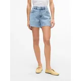 Vero Moda Jeansshorts VERO MODA "VMTESS MR SHORT DNM SHORTS MIX GA NOOS", Damen, Gr. M (38), N-Gr, blau (light blau denim), Denim/Jeans, Obermaterial: 99% Baumwolle, 1% Elasthan, unifarben, kurz, Jeans Jeansshorts, Baumwollmischung, regular fit