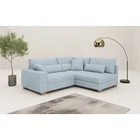Mr. Couch Ecksofa Helena L-Form, bis 140 kg belastbar, mit Taschenfederkern, wahlweise mit Bettfunktion blau 227 cm x 68 cm x 190 cm