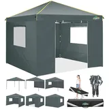 COBIZI Pavillon 3x3 Wasserdicht Stabil Faltpavillon 3x3 Profi mit 4 Seitenteilen Gartenpavillon Gartenlauben Faltbar UV-Schutz 50+ Partyzelt für Strand Hochzeit Camping, Grau