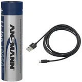 Ansmann Li-Ion Akku 18650 3400 mAh mit Micro-USB Ladebuchse wiederaufladbarer Akku Batterie