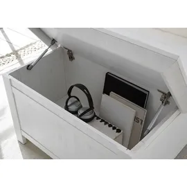 furn.design Couchtisch, Weiß, Metall, Nachbildung,Pinie, Holz Optik, Uni, Quadratisch, 93x50x93 cm, Wohnzimmer, Wohnzimmertische, Couchtische