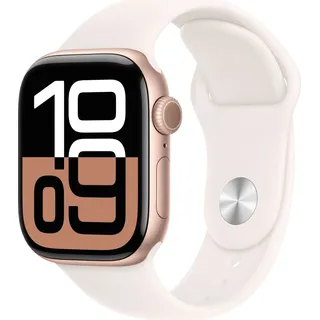 Apple Watch Series 10 GPS 42 mm Aluminiumgehäuse roségold Sportarmband blassrosa M/L