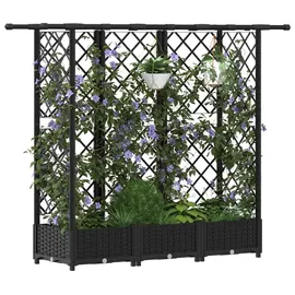 vidaXL Hochbeet mit Rankgitter und Dach 164 x 40 x 123 cm Schwarz