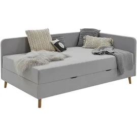 deinbett Polsterliege mit Bettkasten ¦ grau ¦ Maße (cm): B: 130 H: 84