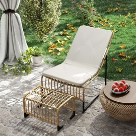 Outsunny Rattan Relaxsessel 93 x 93 x 80 cm weiß 1 St.