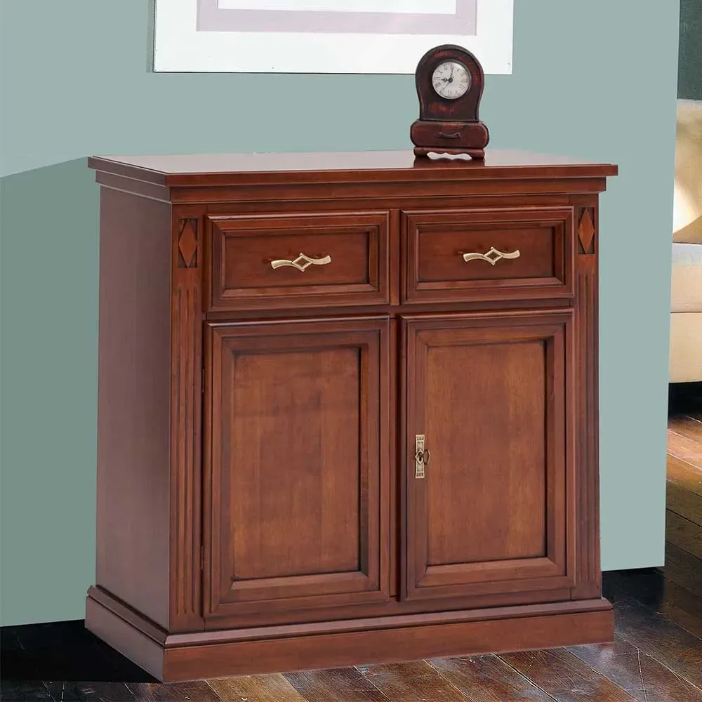 Klassische Flur Kommode in Walnussfarben 90 cm hoch - 96 cm breit