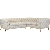 Leonique Chesterfield-Sofa »Amaury L-Form«, moderne Chersterfield-Optik, Breite 262 cm, Fußfarbe wählbar, beige