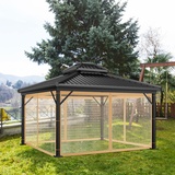 2023 Pavillon, Moskitonetz, Outdoor-Pavillon-Netz, Ersatz, universal, 4 Paneele, Seitenwände mit Reißverschluss, wasserdichtes Moskitonetz, 30,5 x 30,5 cm, Braun