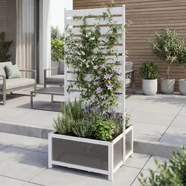 MCW Aluminium Beet mit Rankgitter 110 x 60 x 75 cm Weiß