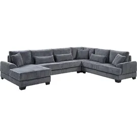 Atlantic Home Collection Wohnlandschaft Miron, U-Form, Breite: 332cm, weicher XXL-Cordbezug, inklusive 6 Zierkissen grau