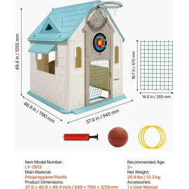 Vevor Spielhaus Outdoor 5 in 1 Gartenhaus mit Rutsche Natur