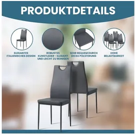 Albatros Esszimmerstühle SALERNO 6er Set, Grau - Edles Italienisches Design, Polsterstuhl Kunstleder-Bezug, Modern und Stilvoll am Esstisch - Grau