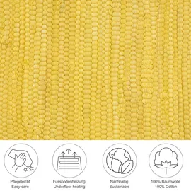 THEKO Happy Cotton Handwebteppich 70 x 250 cm Gelb