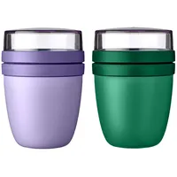 Mepal | Lunchpot Mini Ellipse Mixed | Vivid Lilac + Vivid Green | 300 ml | 420 ml | praktischer Reisebecher | Joghurtbecher To go | geeignet für