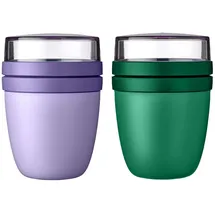 Mepal | Lunchpot Mini Ellipse Mixed | Vivid Lilac + Vivid Green | 300 ml | 420 ml | praktischer Reisebecher | Joghurtbecher To go | geeignet für