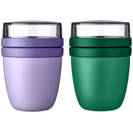 Mepal | Lunchpot Mini Ellipse Mixed | Vivid Lilac + Vivid Green | 300 ml | 420 ml | praktischer Reisebecher | Joghurtbecher To go | geeignet für