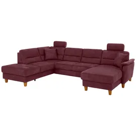 Home Affaire Wohnlandschaft HOME AFFAIRE "Palmera U-Form, B: 308 cm", rot (bordeaux), B:308cm H:89cm T:212cm, 100% Polyester;Struktur (100% Polyester);Luxus-Microfaser in Lederoptik (100% Polyester), Sofas, Wohnlandschaft, optional Bettfunktion & Bettkasten, Federkern