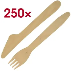 Papstar 250er-Pack Einweg-Besteck »pure« Holz braun