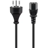Goobay Netzanschlusskabel Schweiz, 2 m, Schwarz, Schwarz
