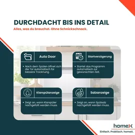 Homex GST6AD-S Tischgeschirrspüler (freistehend, 600 mm, Silber)